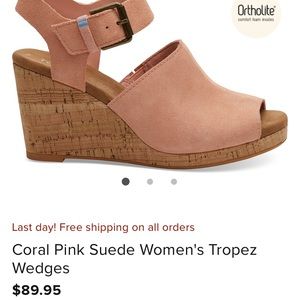TOMS brand St.Tropez suede wedges